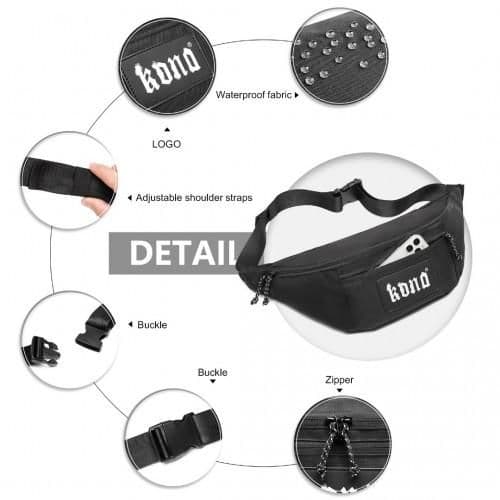 image-EA2136 - Kono Lightweight Fashion Sports Bum Bag For Men And Women - Black