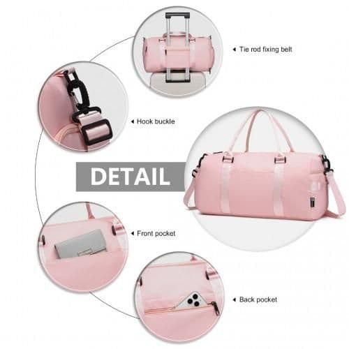 image-EA2213 - Kono Multi Waterproof Gym bag Carry On Weekend Bag - Pink