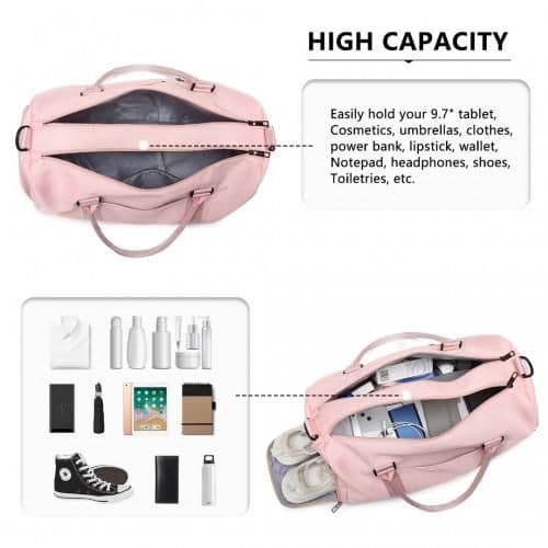image-EA2213 - Kono Multi Waterproof Gym bag Carry On Weekend Bag - Pink
