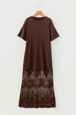 image-White Floral Patchwork Short Sleeve T Shirt Loose Maxi Dress