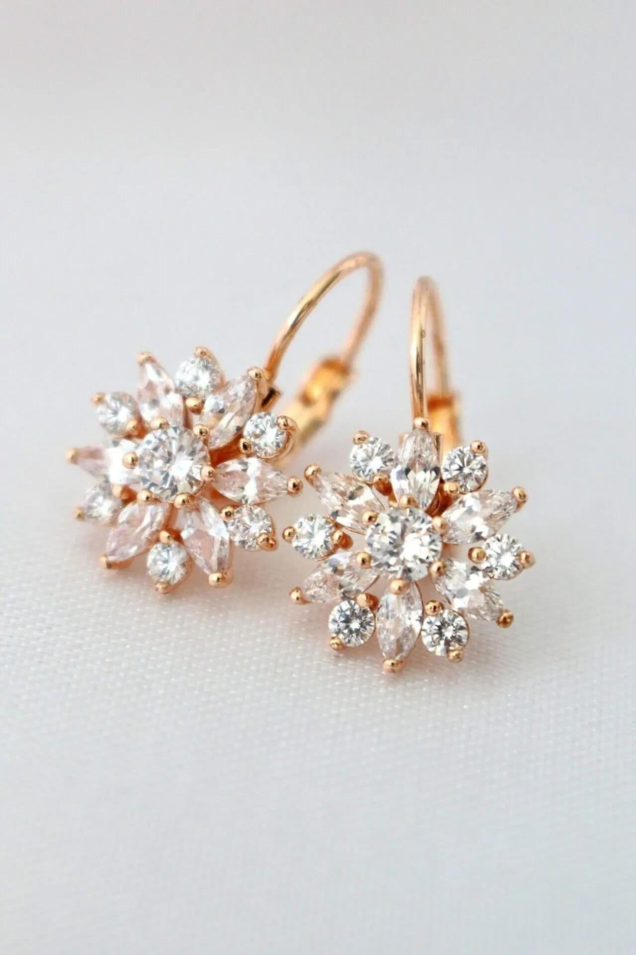 image-Diamond Sunflower 18K Huggie Hoop Earrings