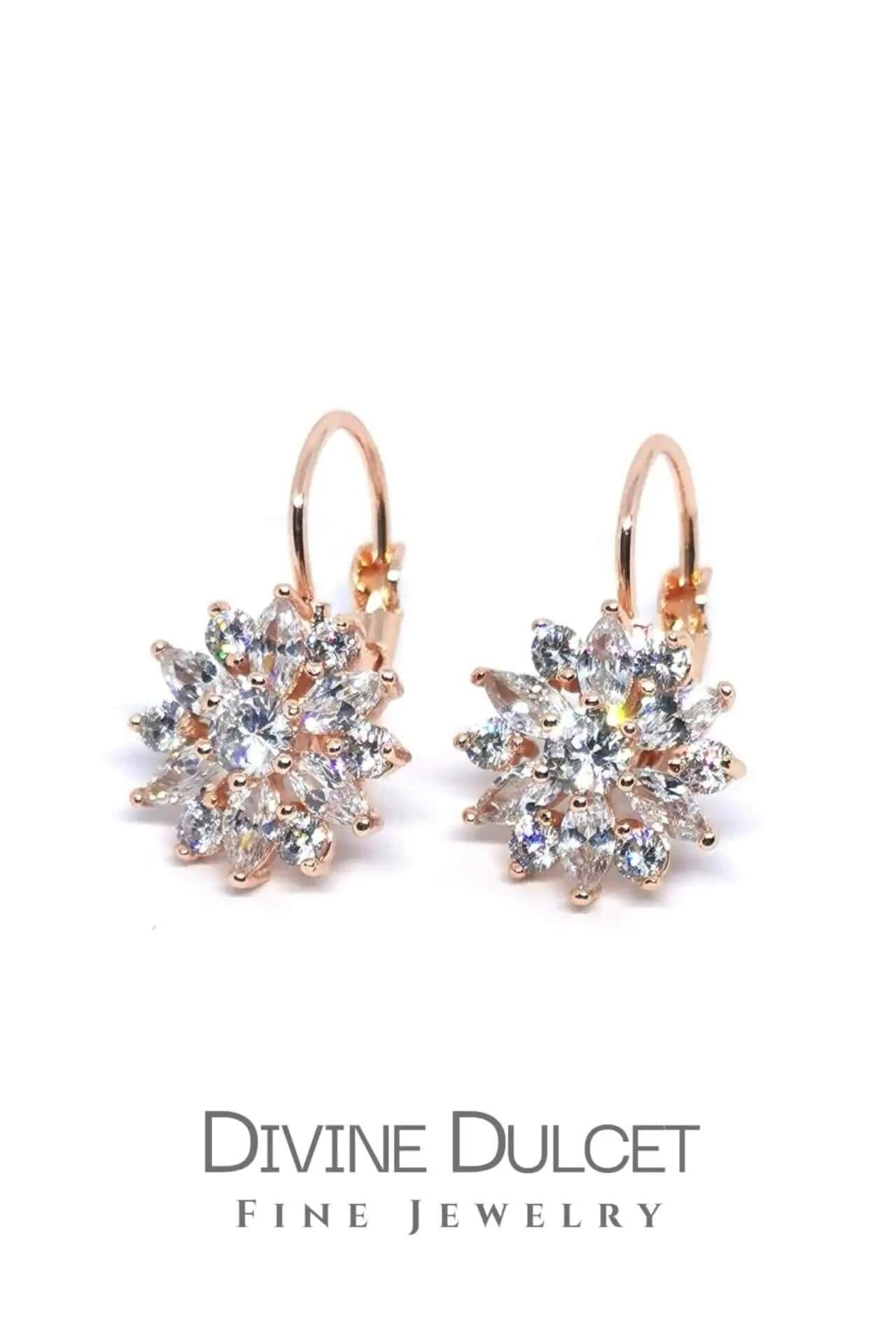 image-Diamond Sunflower 18K Huggie Hoop Earrings