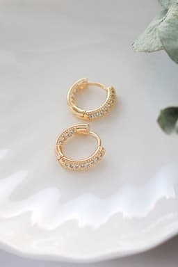image-"Lorena" | 24K CZ Huggie Hoop Earrings