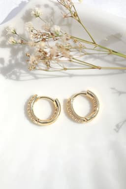 image-"Lorena" | 24K CZ Huggie Hoop Earrings