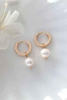 image-"Rosy" | 24K Baroque Freshwater Pearl Hoops