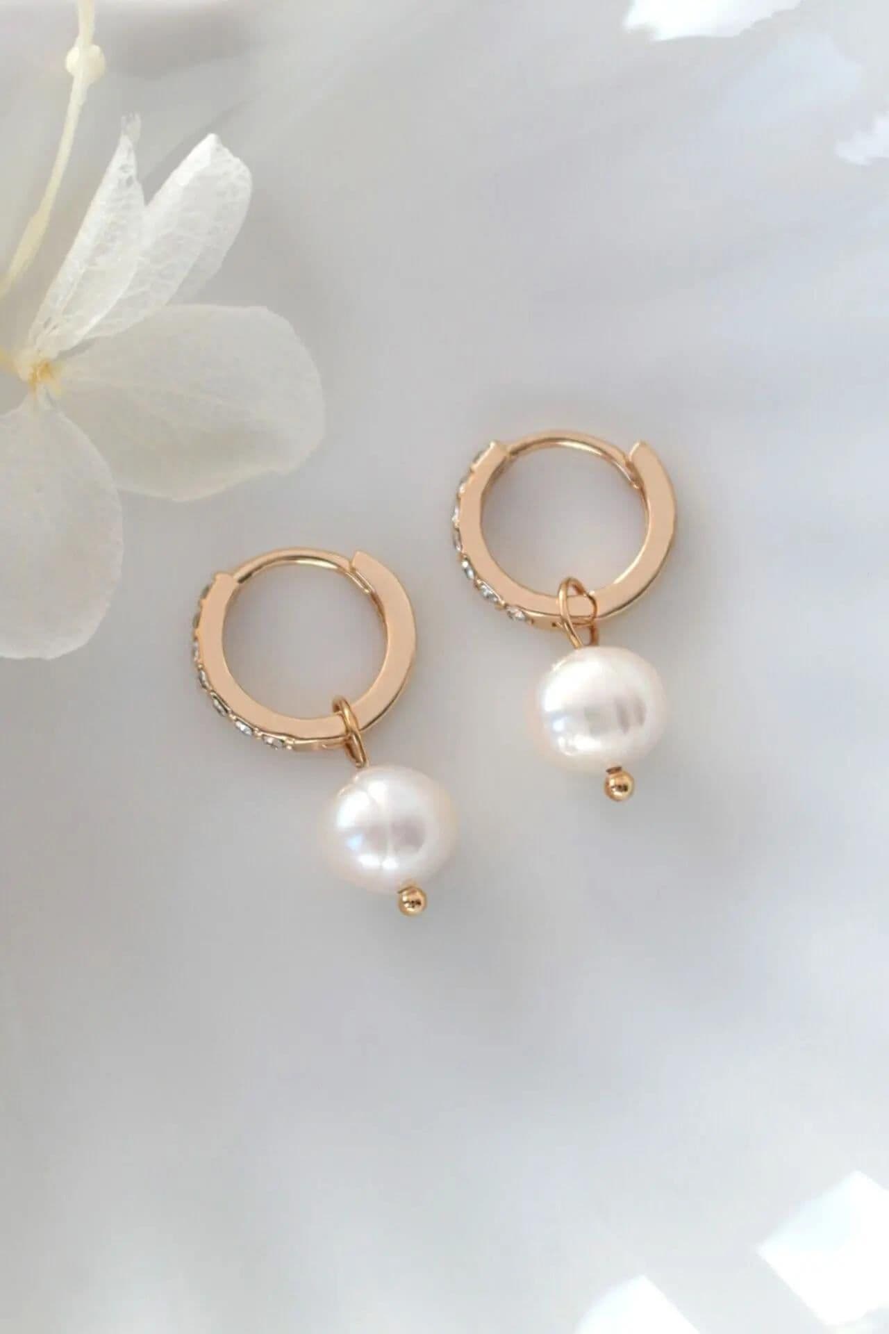 image-"Rosy" | 24K Baroque Freshwater Pearl Hoops