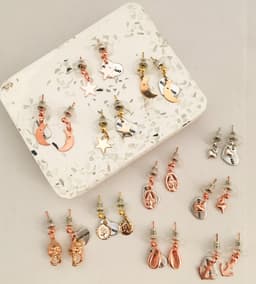 image-Charms Earrings silver, gold and rose gold in 13 Charms Style.