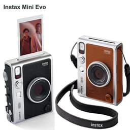 image-Fujifilm Instax Mini Evo Instant Camera Smartphone Photos Printer Brown Black Color+ (Optional Instax Mini White Film 20 sheets)