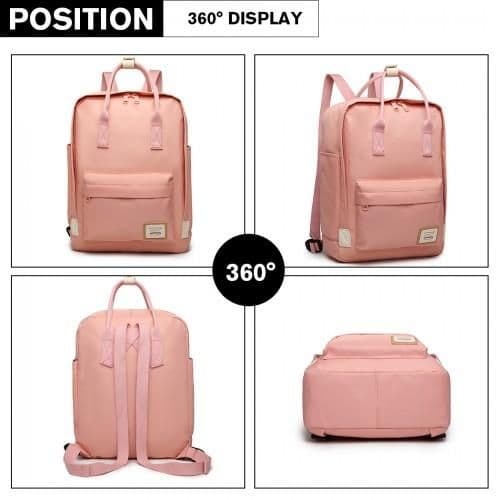 image-EB2017 - Kono Large Polyester Laptop Backpack - Pink