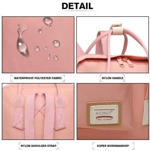 image-EB2017 - Kono Large Polyester Laptop Backpack - Pink