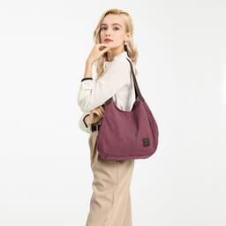 image-EB2040L - Kono Canvas Shoulder Tote Bag - Claret