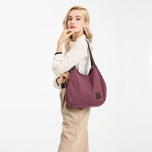 image-EB2040L - Kono Canvas Shoulder Tote Bag - Claret