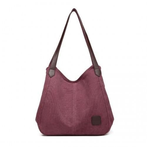 image-EB2040L - Kono Canvas Shoulder Tote Bag - Claret