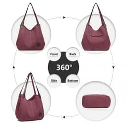 image-EB2040L - Kono Canvas Shoulder Tote Bag - Claret