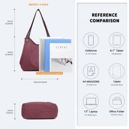 image-EB2040L - Kono Canvas Shoulder Tote Bag - Claret
