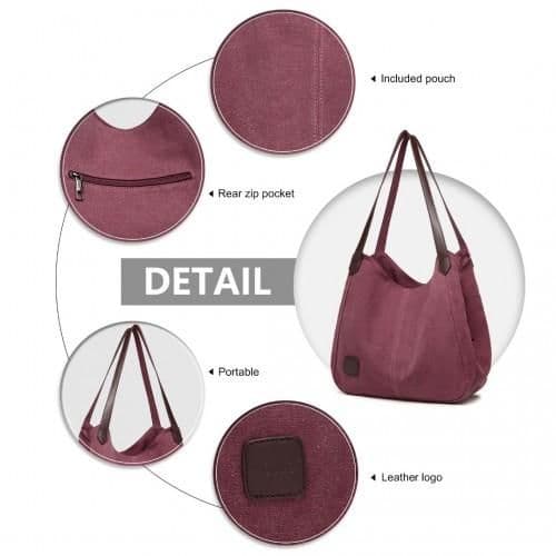 image-EB2040L - Kono Canvas Shoulder Tote Bag - Claret