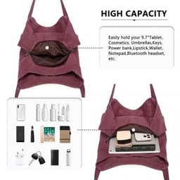 image-EB2040L - Kono Canvas Shoulder Tote Bag - Claret