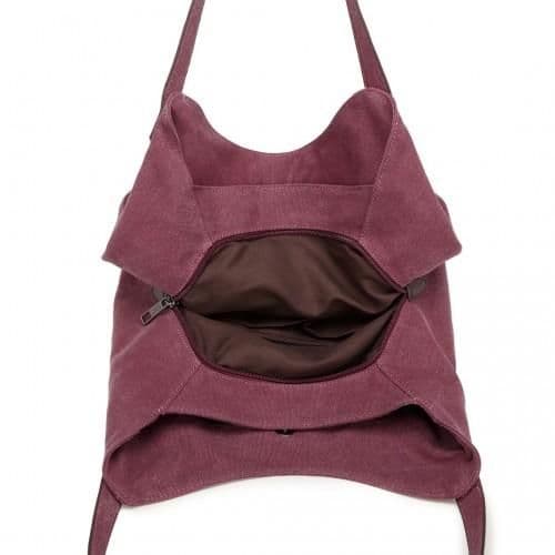 image-EB2040L - Kono Canvas Shoulder Tote Bag - Claret