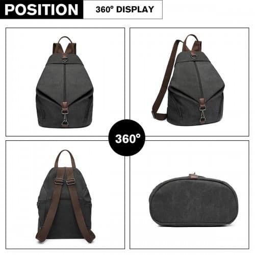 image-EB2044 - Kono Fashion Anti-Theft Canvas Backpack - Black