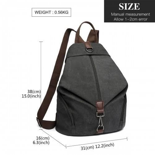 image-EB2044 - Kono Fashion Anti-Theft Canvas Backpack - Black
