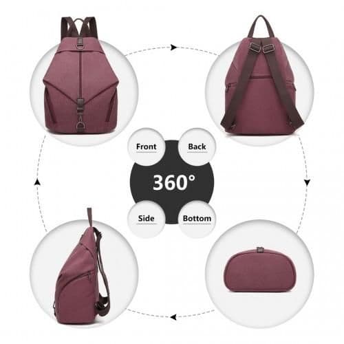image-EB2044 - Kono Fashion Anti-Theft Canvas Backpack - Claret