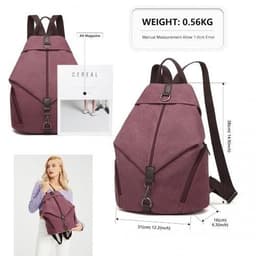 image-EB2044 - Kono Fashion Anti-Theft Canvas Backpack - Claret