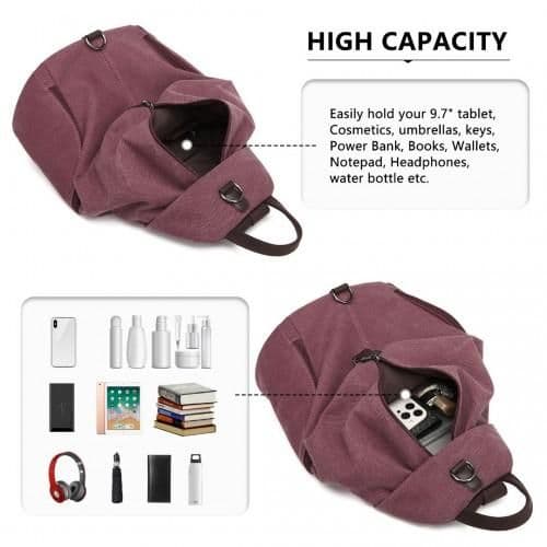 image-EB2044 - Kono Fashion Anti-Theft Canvas Backpack - Claret