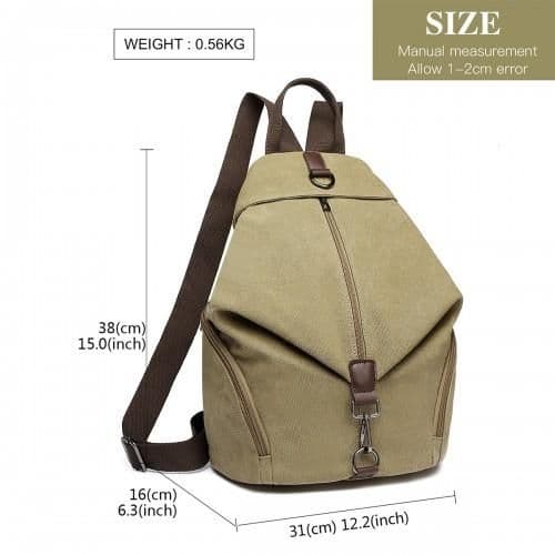 image-EB2044 - Kono Fashion Anti-Theft Canvas Backpack - Khaki