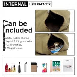 image-EB2044 - Kono Fashion Anti-Theft Canvas Backpack - Khaki