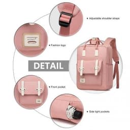 image-EB2211 - Kono Casual Daypack Lightweight Backpack Travel Bag - Pink