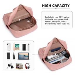 image-EB2211 - Kono Casual Daypack Lightweight Backpack Travel Bag - Pink