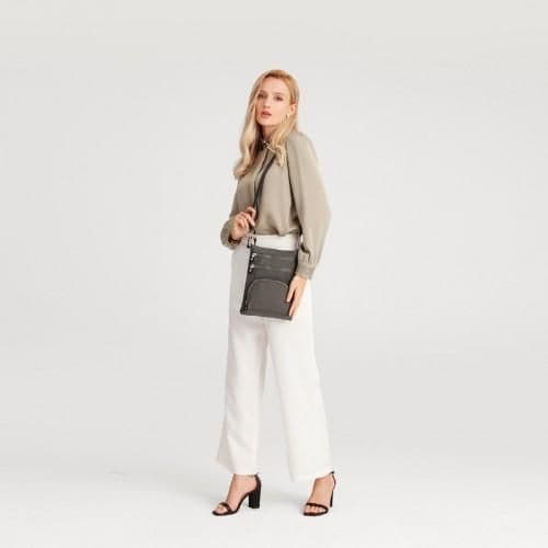 image-EB2228 - Kono Casual Multi Pocket RFID Blocking Cross body Bag - Grey