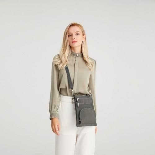 image-EB2228 - Kono Casual Multi Pocket RFID Blocking Cross body Bag - Grey