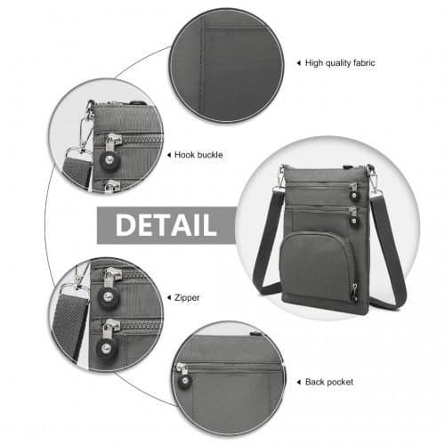 image-EB2228 - Kono Casual Multi Pocket RFID Blocking Cross body Bag - Grey