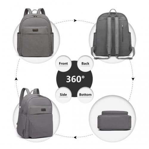 image-EB2234 - Kono Canvas Lightweight Casual School Backpack - Grey
