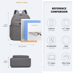 image-EB2234 - Kono Canvas Lightweight Casual School Backpack - Grey