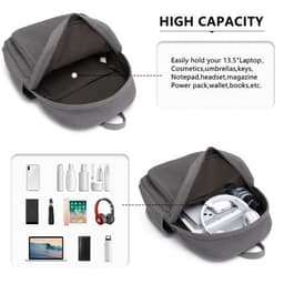 image-EB2234 - Kono Canvas Lightweight Casual School Backpack - Grey