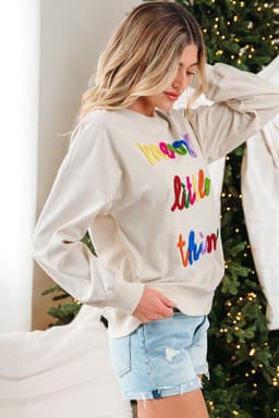 image-Dark Green Corded Letter Graphic Sweatshirt