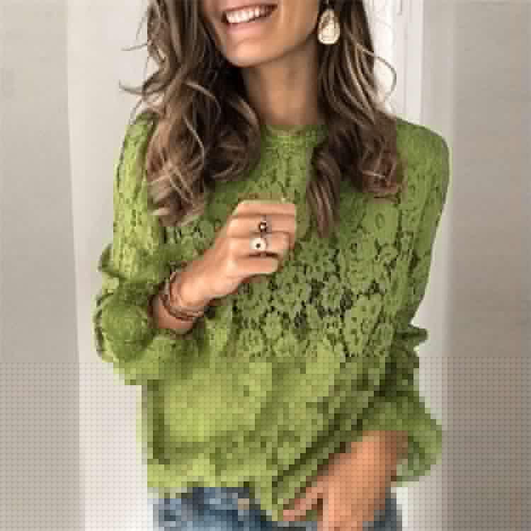 image-Hollow lace shirt womens clothing
