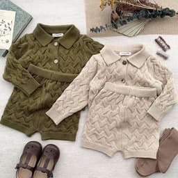image-Baby European And American Unisex Style Twist Cardigan Jumper Set