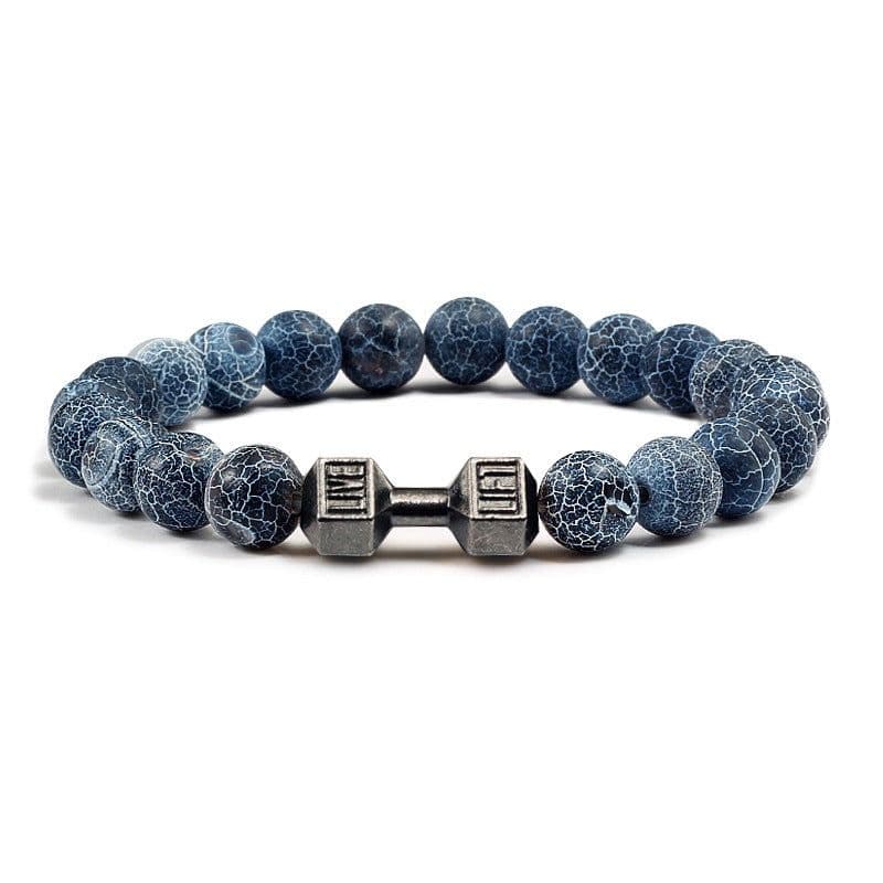image-Turquoise Energy Gun Black Electroplated Alloy Barbell Bracelet