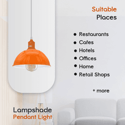 image-2Pack Dome Shaped Orange Loft Style Sturdy Metal Lamp Shade Pendant Lights 21cm Bottom Spray Painted Finish Inner White