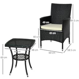 image-3 Pcs Rattan Bistro Set: 1 x Table, 2 x Chairs