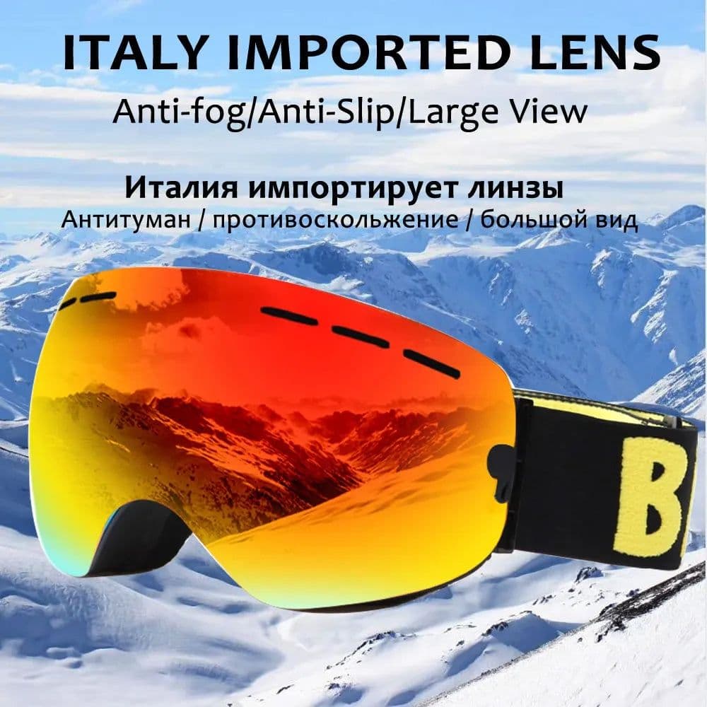 image-UV400 Double Layers Anti-fog Ski Goggles Lens Ski Mask Glasses Skiing Snow Snowboard Eyewear Mirror Polarize Goggles for Men