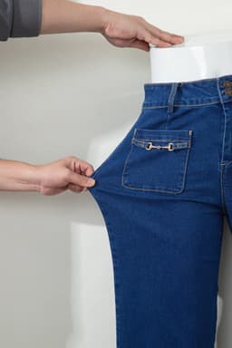 image-Sail Blue Wide Leg Denim Pants - Hardware Decor