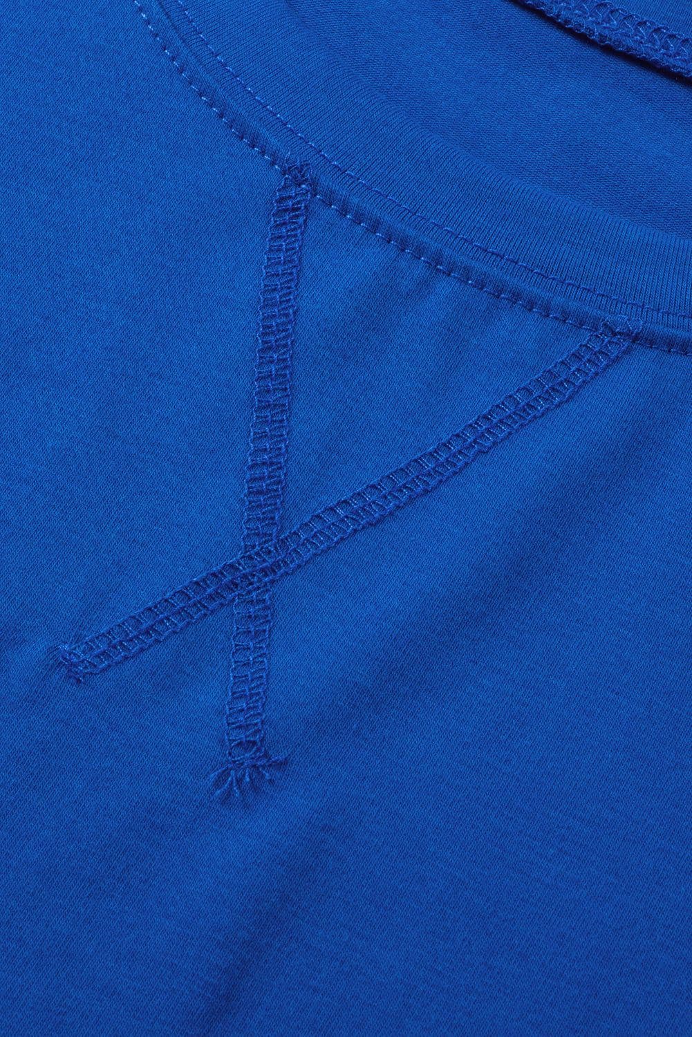 image-Dark Blue Longline Top - Short Sleeve Side Slit