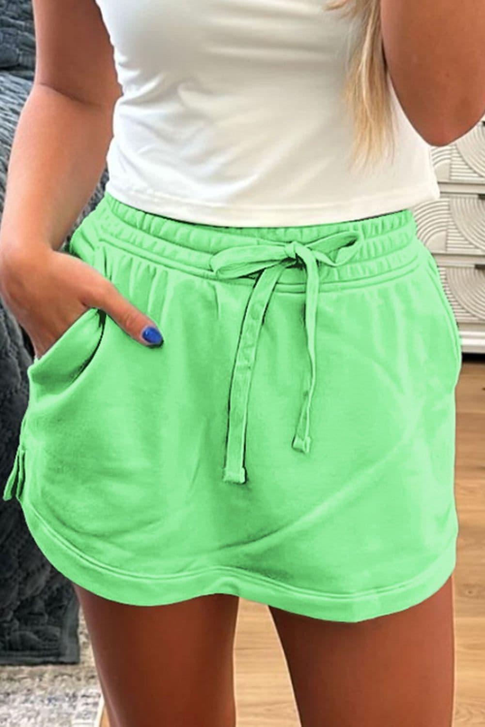 image-Light Grey French Terry Mini Skort With Pockets