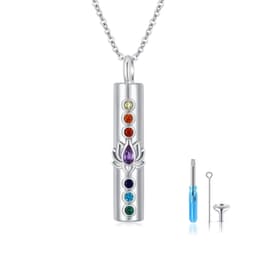 image-Lotus Flower Chakra Urn Necklaces for Ashes S925 Cremation Jewelry Gift for Women Girl