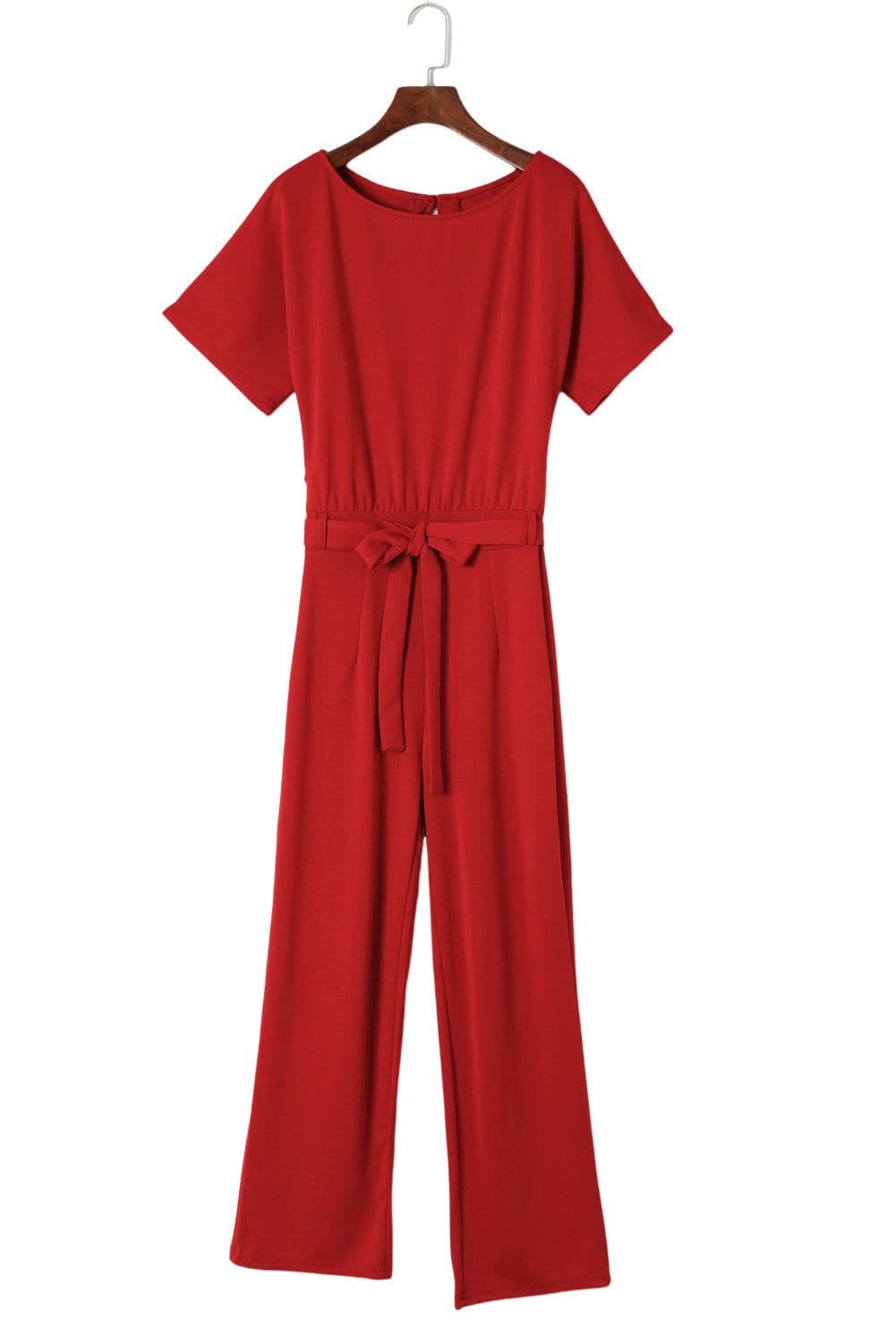 image-Black Belted Wide Leg Jumpsuit