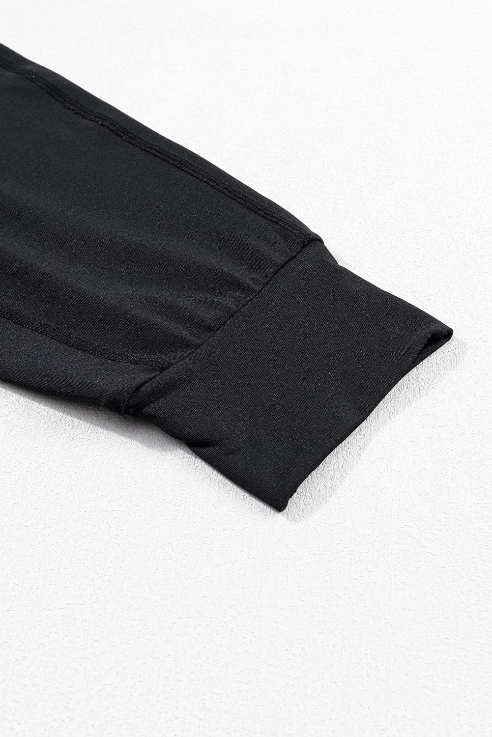 image-Black High Waist Joggers with Exposed Seam & Pockets